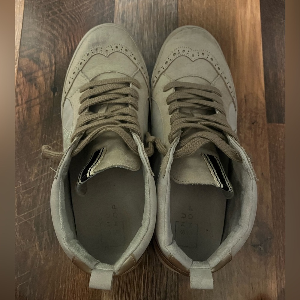 EUC Shu Shop Beige High-Top Sneakers - Picture 5 of 8